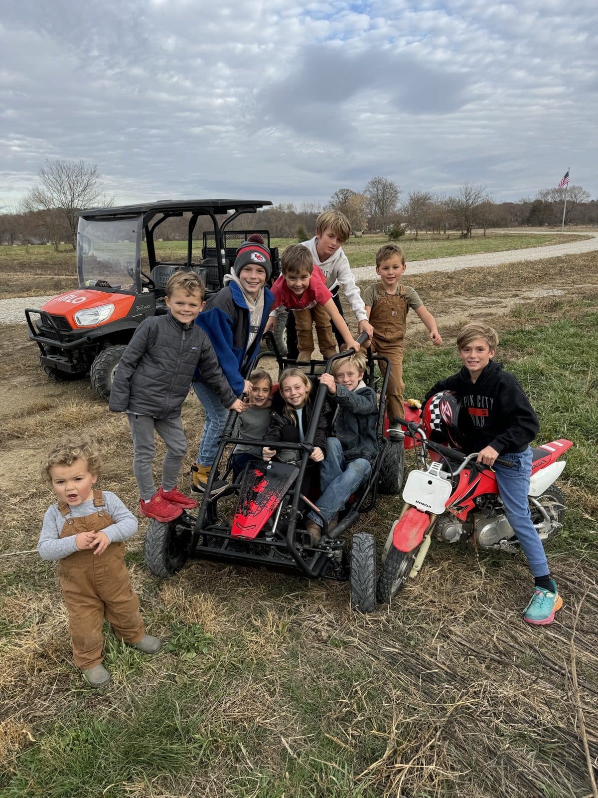 Big group of kids on the ATV